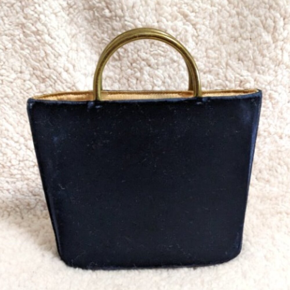 1950’s Vintage Morris Moskowitz Evening Purse Blue Felted & Brass Bag